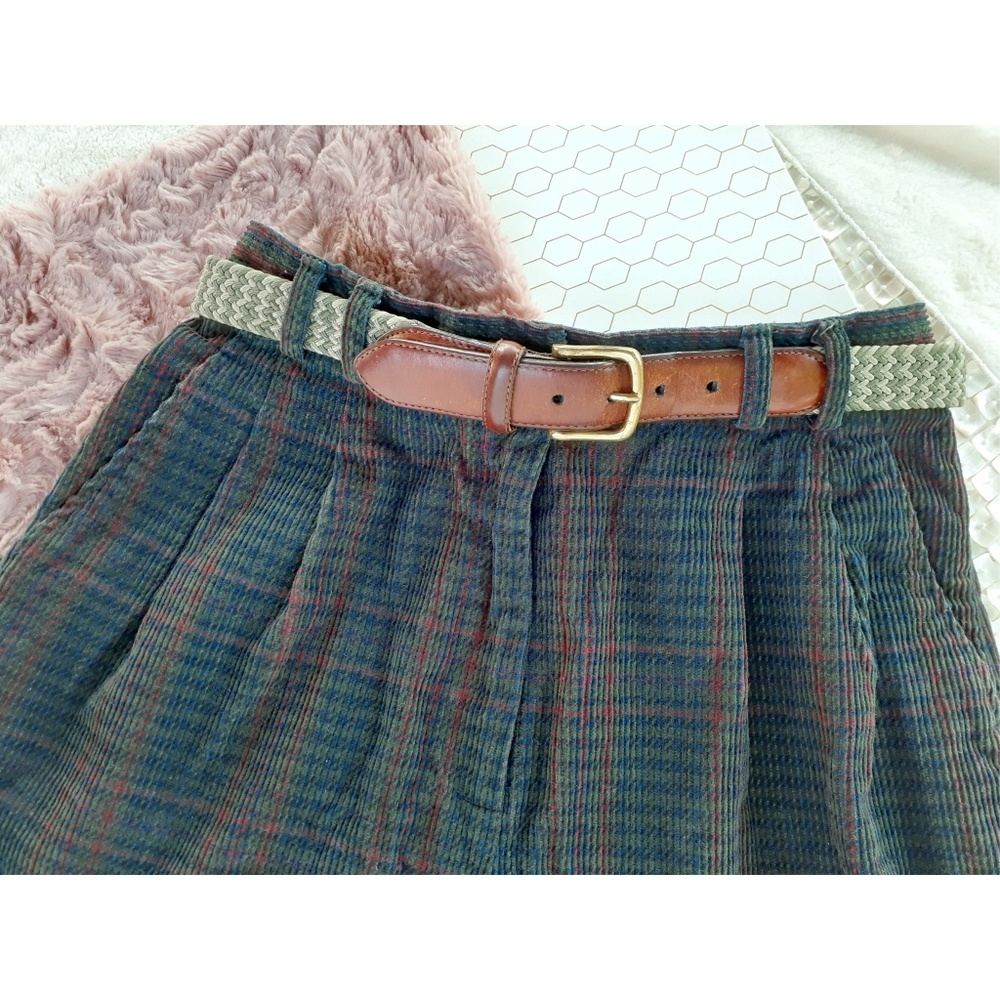 Lands End Vintage USA Woven Stretch and Leather Belt Unisex